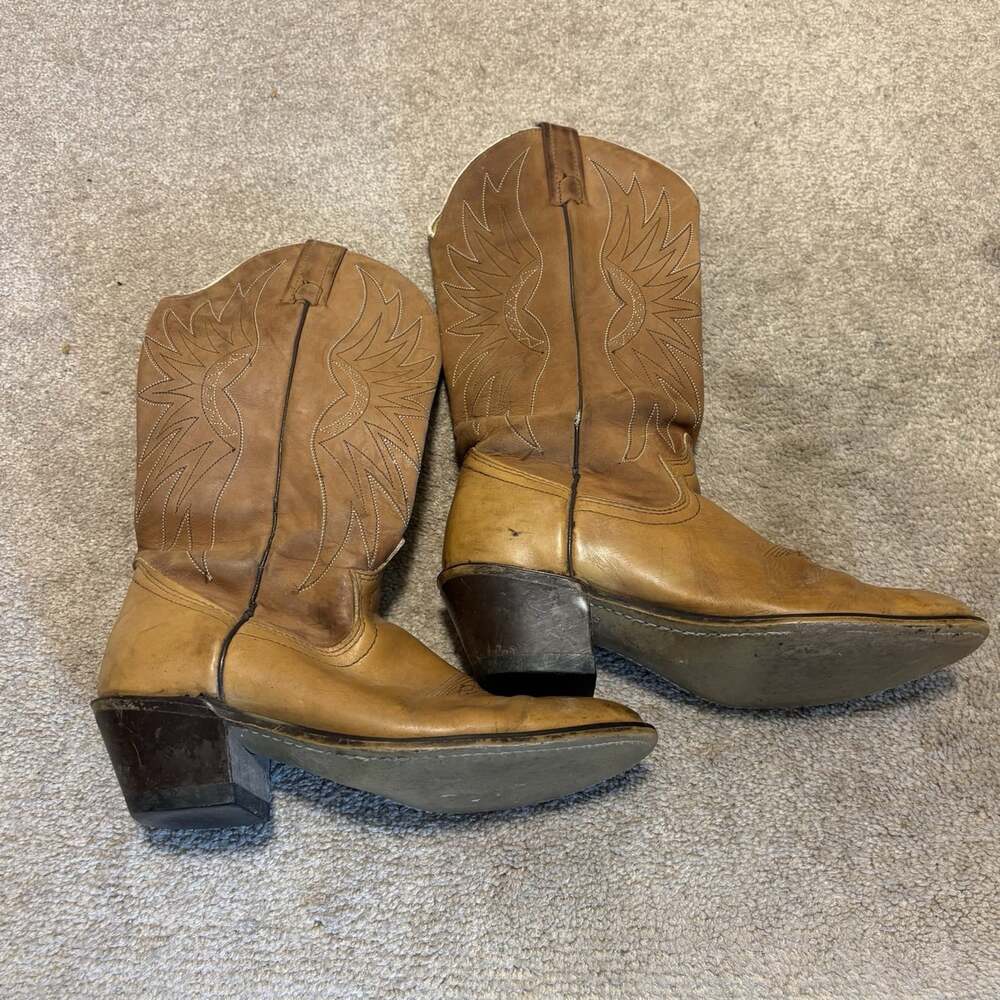 Acme Western Cowboy Boots Women's 7C USA Made Brown VTG Lined - Picture 2 of 11